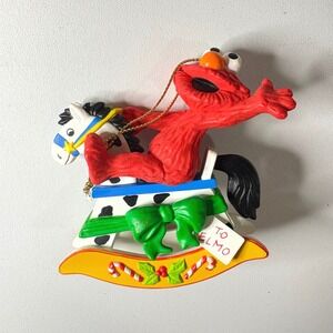 Vintage 1992 Elmo Rocking Horse Christmas Ornament Sesame Street Jim Henson VTG